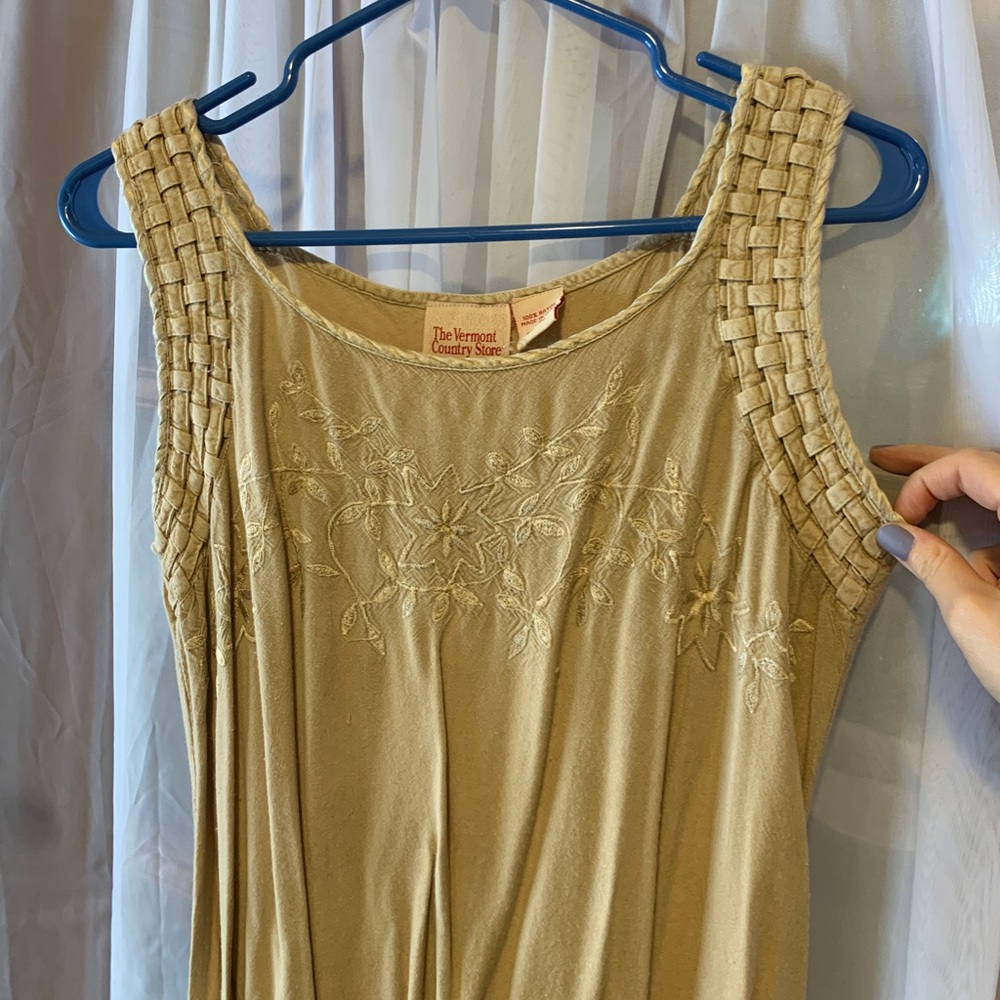 Tie-Back Cream Rayon Dress Size M - Picture 2 of 5